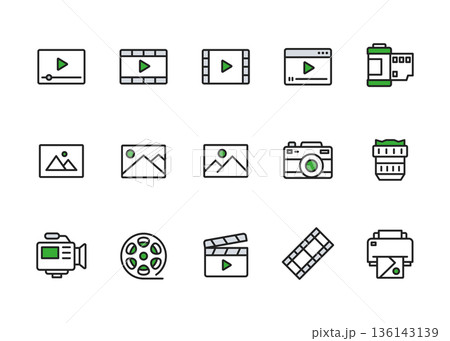 動画と画像のアイコンセット 136143139