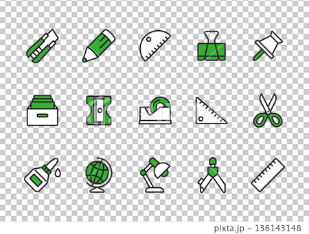 Stationery icon set Stationery icon set 136143148