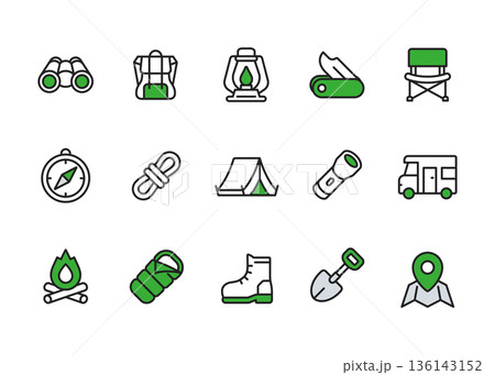 キャンプアイコンセット 136143152