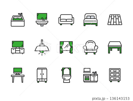 インテリアアイコンセット インテリアアイコンセット 136143153