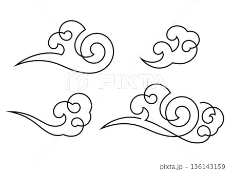 chinese clouds icon symbol set minimalism 136143159