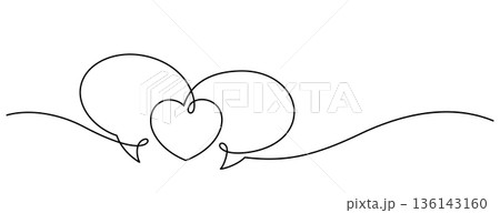chat bubble love message communication continuous line drawing 136143160