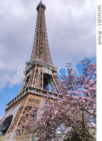 Paris, France - March 15 2023: Gorgeous Eiffel Tower day and night 136143191