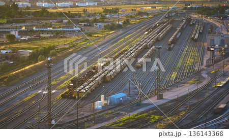 Aerial Train Yard and Railroad Tracks in Downtown Salt Lake City Utah Aerial Train Yard and Railroad Tracks in Downtown Salt Lake City Utah 136143368