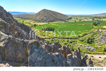 Aerial Rocky Outcrop Green Valley and Rocky Point Panorama Cokeville Wyoming Aerial Rocky Outcrop Green Valley and Rocky Point Panorama Cokeville Wyoming 136143430