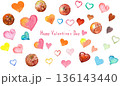 カラフルな水彩のバレンタインイラストセット 136143440