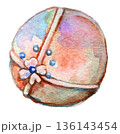 水彩で描いた丸いチョコ 136143454