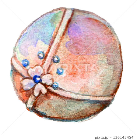 水彩で描いた丸いチョコ 136143454