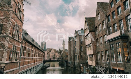 Ghent, Belgium - March 13 2023: Ghent City Surrounding View 136144011