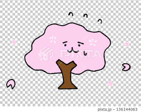 一幅櫻花盛開卻面露憂愁的插圖 一幅櫻花盛開卻面露憂愁的插圖 136144063