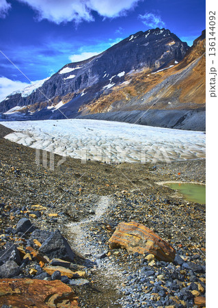 Athabasca Glacier Path Rocky Foreground and Majestic Mountain in Jasper National Park Athabasca Glacier Path Rocky Foreground and Majestic Mountain in Jasper National Park 136144092