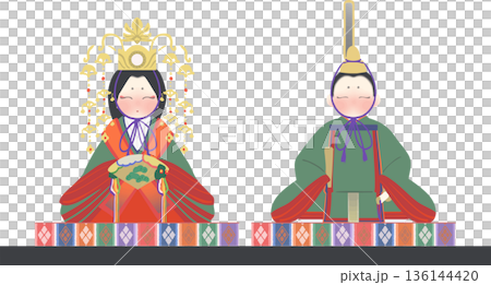 雛祭日式風格的雛人偶向量插圖 雛祭日式風格的雛人偶向量插圖 136144420