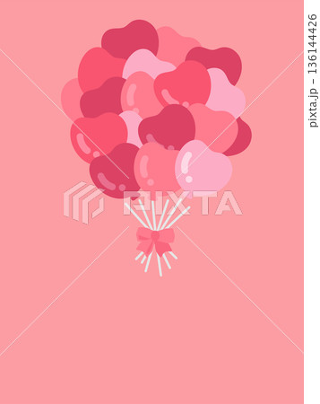 ハート型のバルーン　バレンタイン　フレーム　イラスト　 136144426