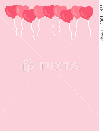 ハート型のバルーン　バレンタイン　フレーム　イラスト　 136144427