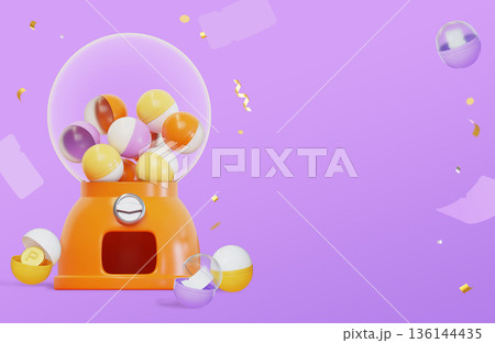 3D lucky gashapon machine horizontal event banner with copy space 136144435