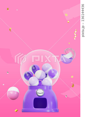 3D lucky gashapon machine vertical event banner with copy space 3D lucky gashapon machine vertical event banner with copy space 136144436