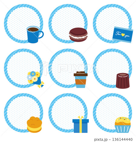 ホワイトデーのアイコン付きサークルフレームセット 136144440