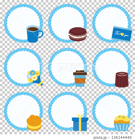 ホワイトデーのアイコン付きサークルフレームセット 136144440