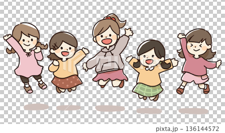 Illustration of jumping children Illustration of jumping children 136144572