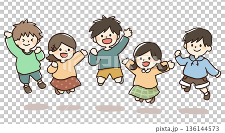 跳躍兒童的插圖 136144573