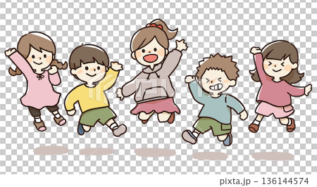 跳躍兒童的插圖 136144574