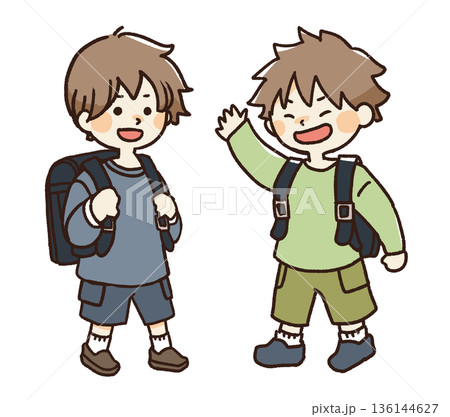 男の子ふたりのイラスト 136144627