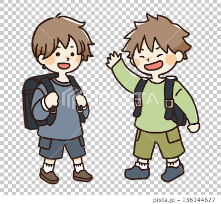 男の子ふたりのイラスト 136144627