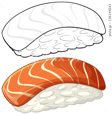 Vector Illustration of Salmon Nigiri Sushi and White Fish Nigiri Vector Illustration of Salmon Nigiri Sushi and White Fish Nigiri 136144643