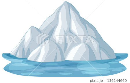 Large Arctic Iceberg Floating in Blue Ocean Water Vector Illustration 136144660