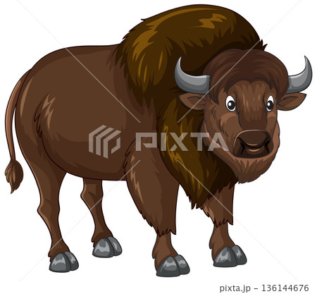 Cartoon American Bison Vector Illustration Isolated on White Background Cartoon American Bison Vector Illustration Isolated on White Background 136144676