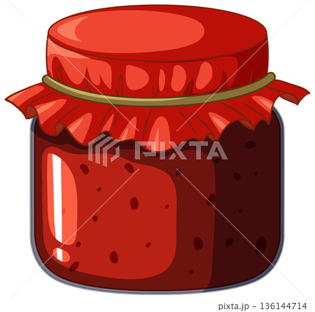 Vector Illustration of a Glass Jar Filled with Red Fruit Jam Vector Illustration of a Glass Jar Filled with Red Fruit Jam 136144714