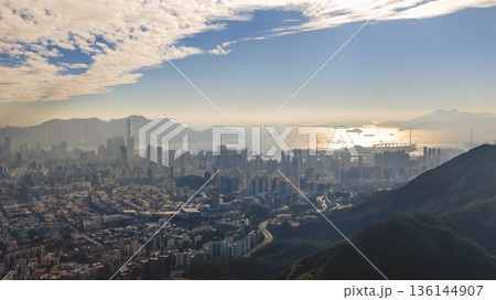 Jan 25 2026 West Kowloon Skyline Over Victoria Harbour Under Sky Jan 25 2026 West Kowloon Skyline Over Victoria Harbour Under Sky 136144907