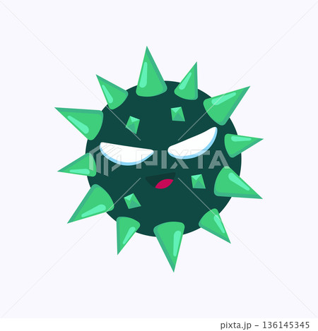 Cartoon Green Virus Character Illustration 136145345