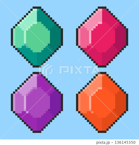 Pixel art Gems Collection game asset design 136145350