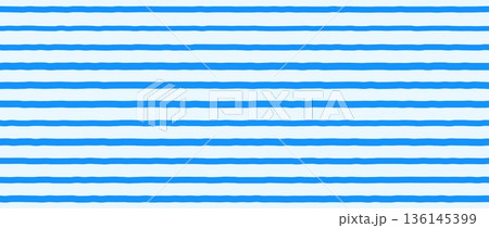 Bright blue seamless stripes background. Abstract watercolor strokes repeated pattern. Summer pastel straight horizontal lines for fabric, wrapping paper, textile, banner, poster. Vector wallpaper 136145399