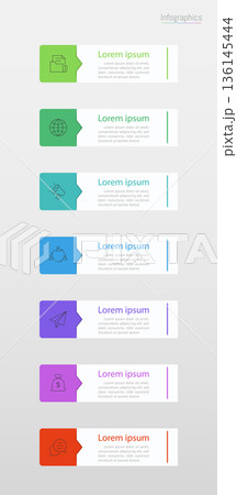 Infographic 7 options design elements for your business data. Vector Illustration. 136145444