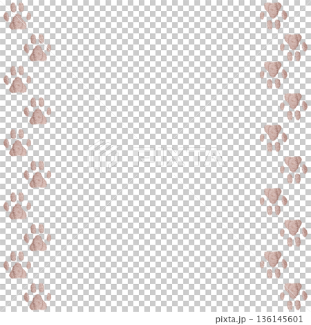 【肉球フレーム】手刺繍イラスト素材 136145601