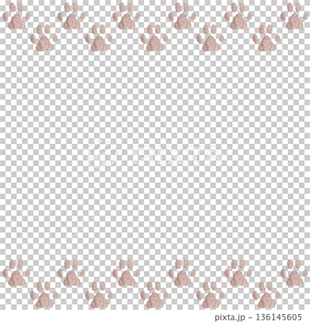 【肉球フレーム】手刺繍イラスト素材 136145605