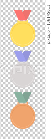 金、銀、銅獎牌及瑤帶插圖－一套三種顏色，留白處分別代表排名、評價和等級。 136145611