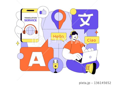 Translator Service Vector Illustration Showing Multilanguage Translation Across Various Countries Using A Dictionary In Flat Cartoon Style Background Translator Service Vector Illustration Showing Multilanguage Translation Across Various Countries Using A Dictionary In Flat Cartoon Style Background 136145652