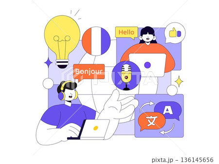 Translator Service Vector Illustration Showing...のイラスト素材 [136145656 ...
