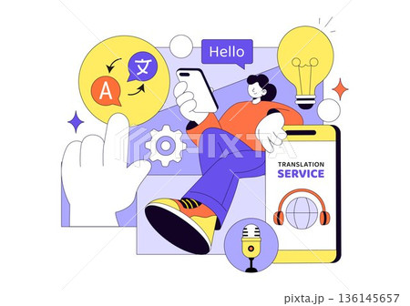 Translator Service Vector Illustration Showing...のイラスト素材 [136145657 ...