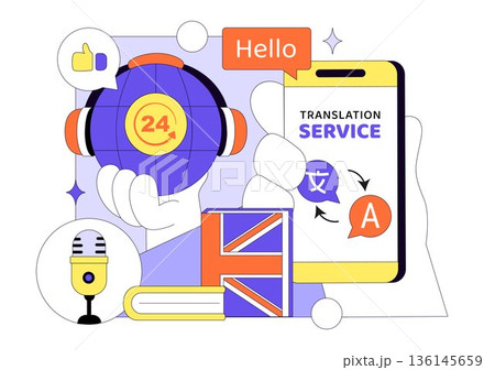 Translator Service Vector Illustration Showing...のイラスト素材 [136145659 ...