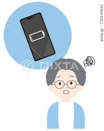 スマートフォンの充電が切れて困っている男性 136145683