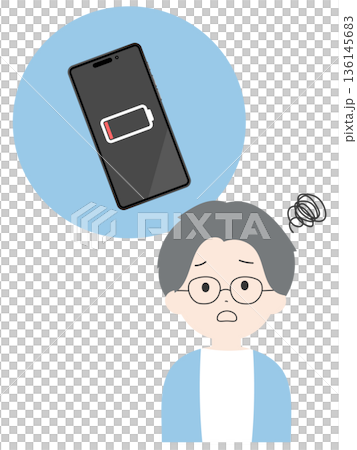 スマートフォンの充電が切れて困っている男性 136145683