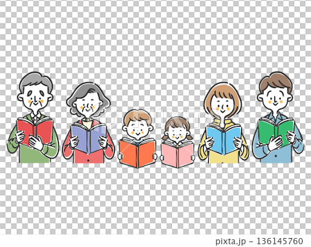 三代人一起讀書的向量 三代人一起讀書的向量 136145760
