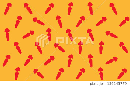オレンジ色の人参のシルエットの背景イラスト 136145779