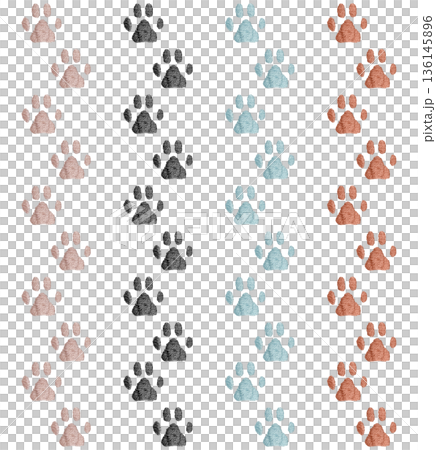 [Paw print line set] Hand embroidery illustration material 136145896