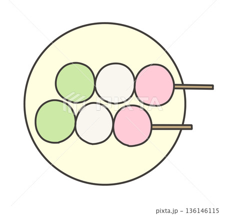 二つの三色団子のイラスト 136146115