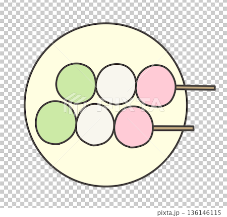 二つの三色団子のイラスト 136146115